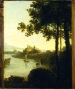 Richard Wilson River Scene with Castle, oil on canvas